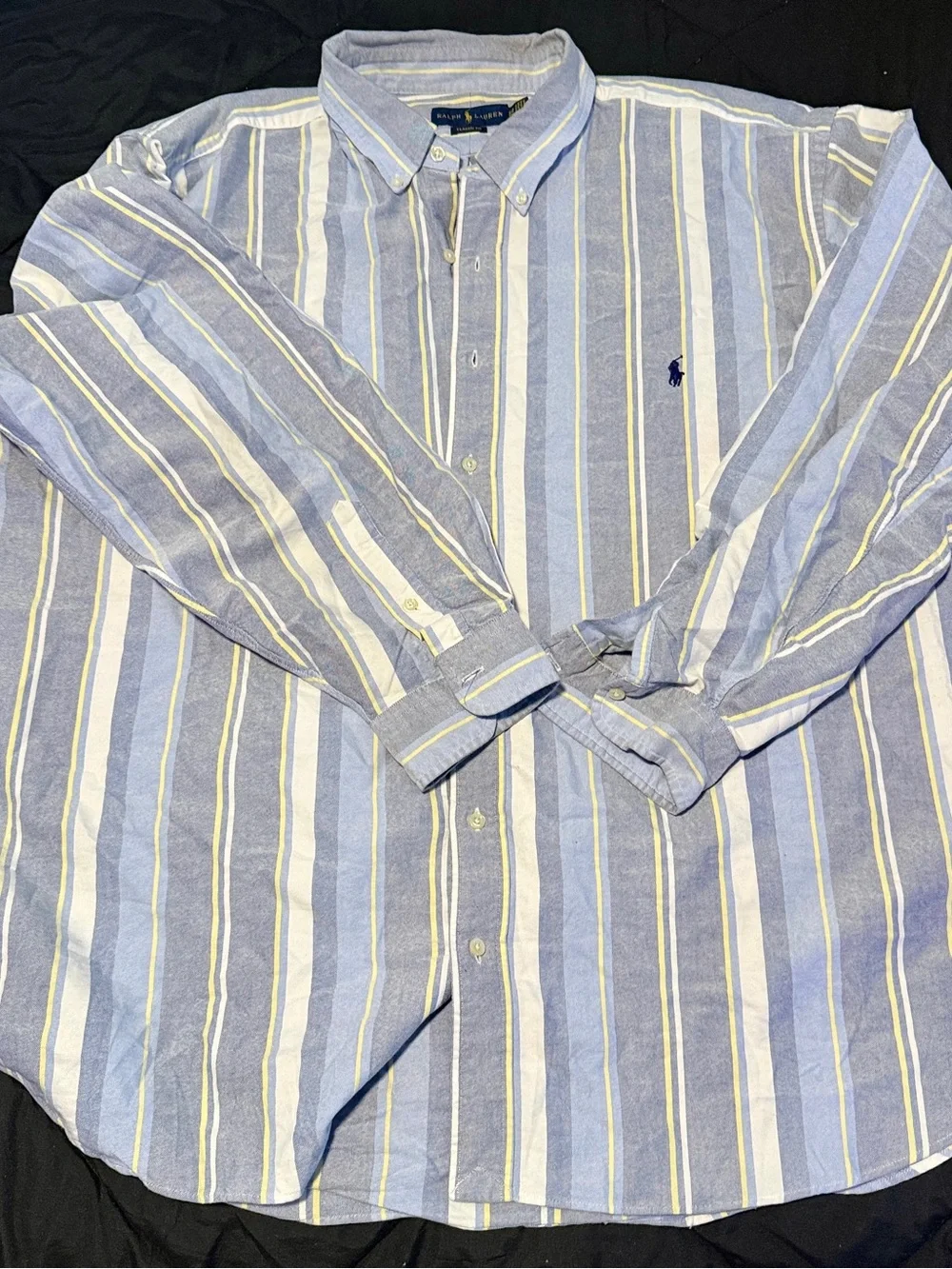 Polo by Ralph Lauren Light Blue, White & Yellow Striped Button-Down Shirt